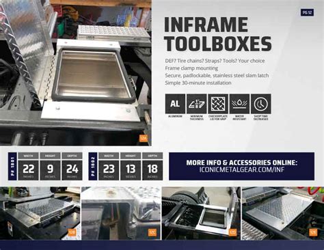 iconic metal gear tool box|between frame rail tool box.